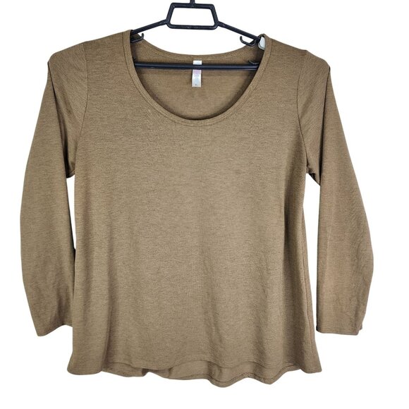 Womens Brown LuLaRoe Top Long Sleeve Round Neck Polyester Stretch Size XL - Picture 1 of 8